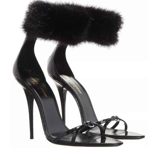 SAINT LAURENT GIPPY 110 HEELED AYERS SANDALS SIZE 37.5 NIB - Picture 1 of 13